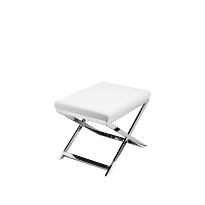 Sovi 20 Inch Accent Stool Ottoman, X Shape Steel Legs, Charcoal Gray