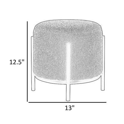 Aop 13 Inch Boucle Ottoman Stool, Round Cushioned Seat, Green Boucle, Black