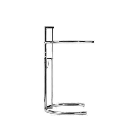 Deko Side Table, 28-39 Inch Adjustable Height, Round Glass Top, Chrome