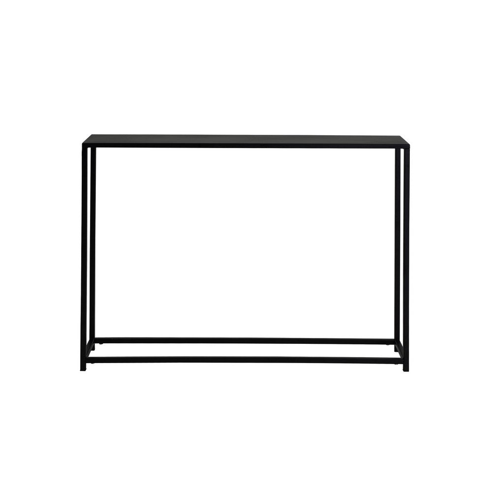 Eme 38 Inch Console Sofa Table, Rectangular Top, Modern Black Metal Frame