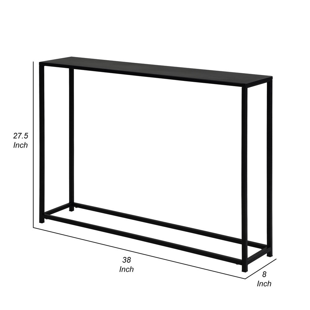 Eme 38 Inch Console Sofa Table, Rectangular Top, Modern Black Metal Frame