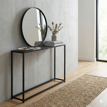 Eme 48 Inch Coffee Table, Rectangular Top, Black Finished Metal Frame