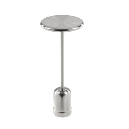 Mars 8" Side End Drink Table, Round, Cone Tapered Base, Silver