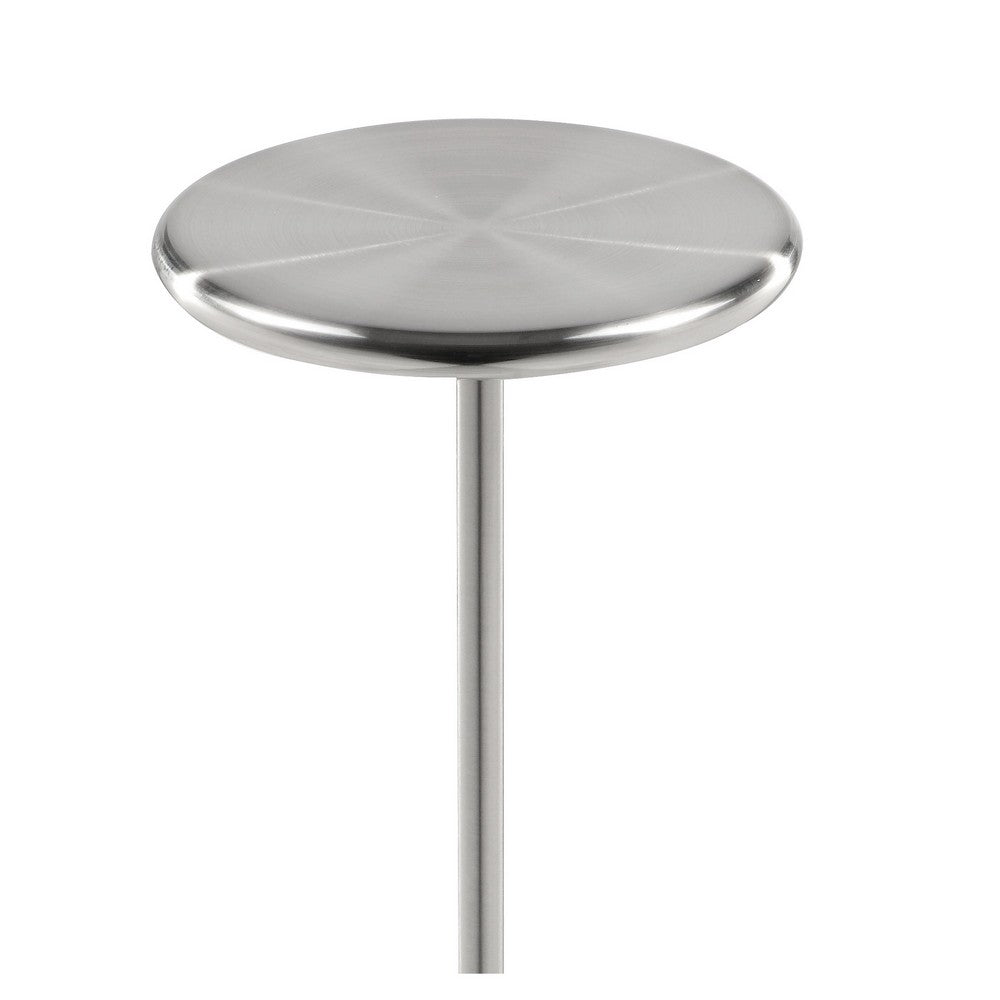 Mars 8" Side End Drink Table, Round, Cone Tapered Base, Silver
