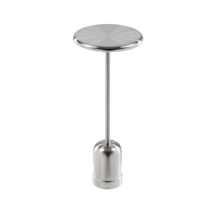 Mars 8" Side End Drink Table, Round, Cone Tapered Base, Silver