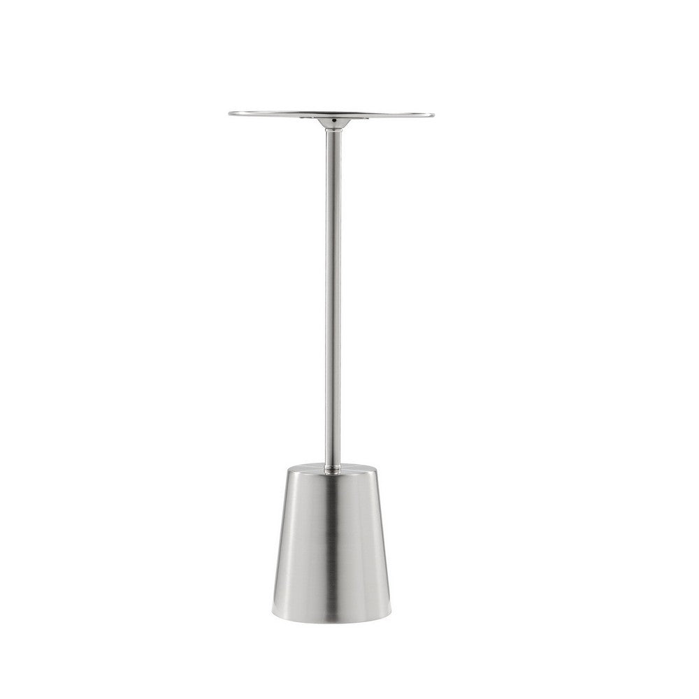 Mars 8 Inch Side End Drink Table, Round, Dome Tapered Base, Silver