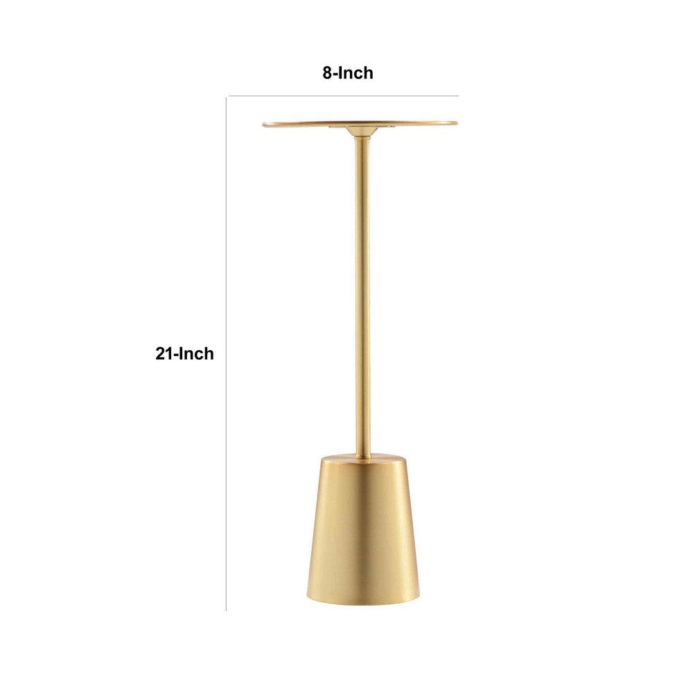 Ryan 8 Inch Side End Drink Table, Round, Tapered, Dome Base, Gold Metal