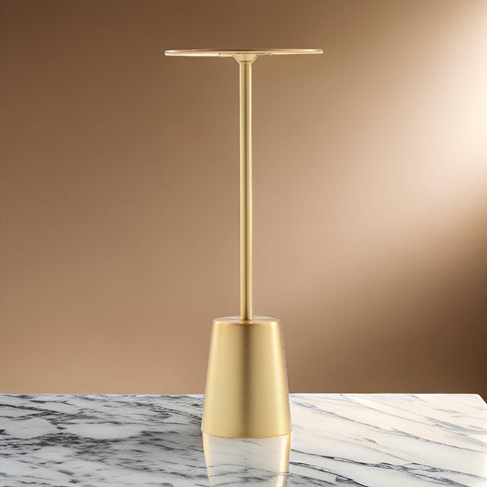 Ryan 8 Inch Side End Drink Table, Round, Tapered, Dome Base, Gold Metal