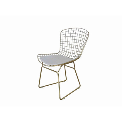 Hely 23 Inch Dining Chair Set of 2, 4 Cushions, Metal Cage Frame, Gold