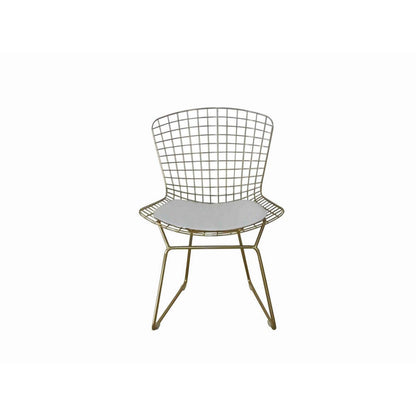 Hely 23 Inch Dining Chair Set of 2, 4 Cushions, Metal Cage Frame, Gold