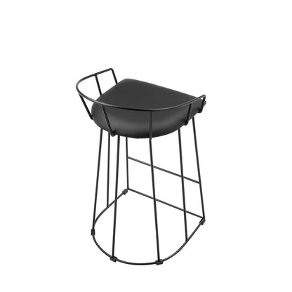 Cato 27 Inch Counter Stool, Black Faux Leather Set, Low Back, Metal Frame