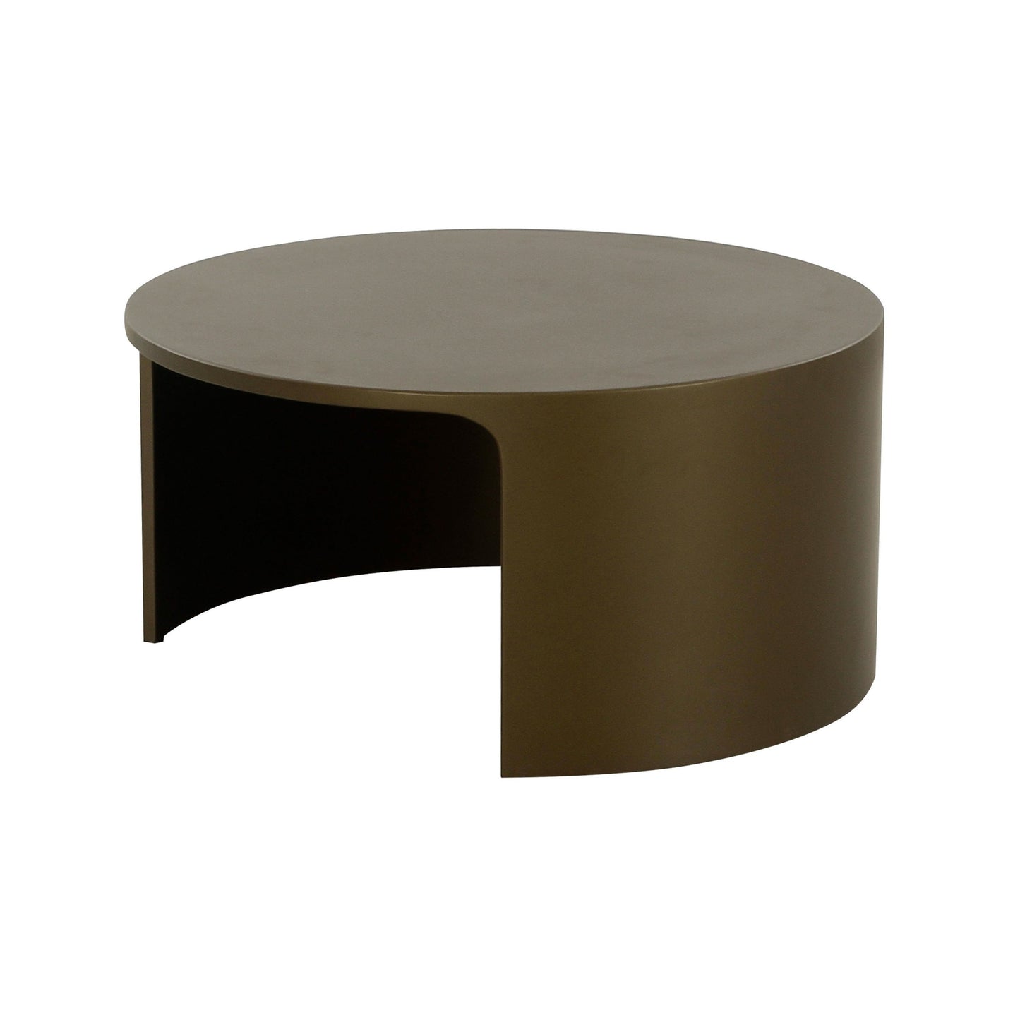 Cid Cody Coffee Table, 32 Inch Round Top, Open Base, Olive Brown Finish