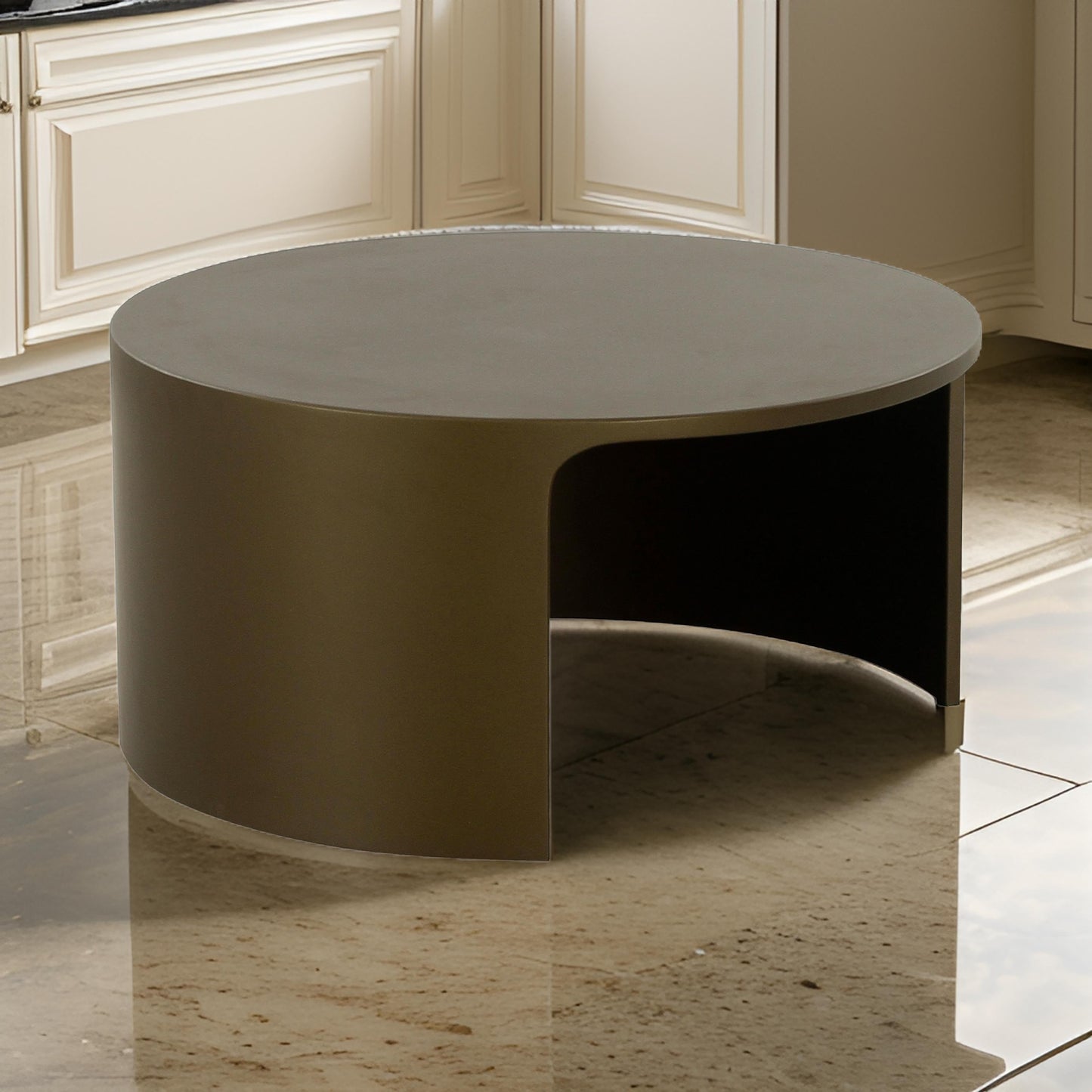 Eni 47 Inch Coffee Table, Indoor, Outdoor Natural Gray Concrete, Black
