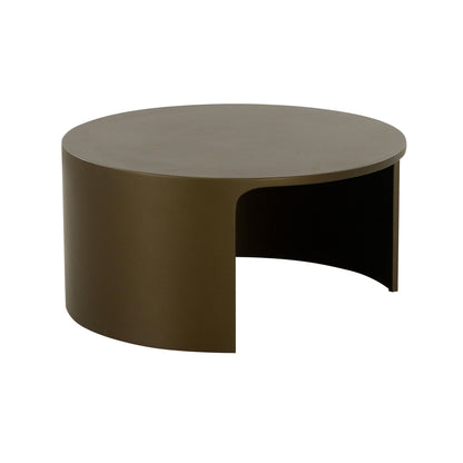Cid Cody Coffee Table, 32 Inch Round Top, Open Base, Olive Brown Finish