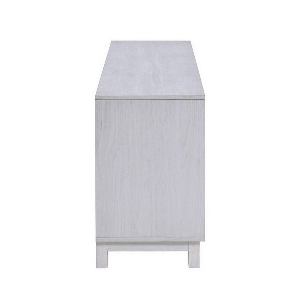 Samy 70 Inch TV Console LED Fireplace Heater, Glass Door, White, Silver