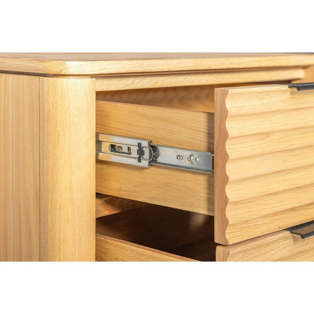 Cid Jima 26 Inch Nightstand, 2 Drawers, Solid Wood in Natural Oak Finish
