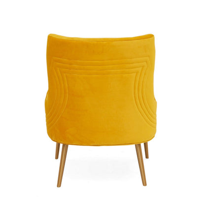 Elina 30 Inch Accent Chair, Cushioned Button Tufted Wingback, Orange Velvet