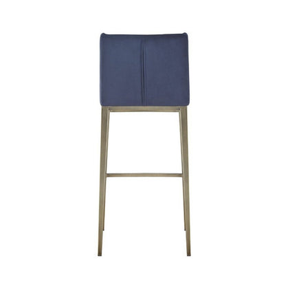Cid Kinn 27 Inch Counter Stool Set of 2, Wingback Seat, Navy Blue Velvet