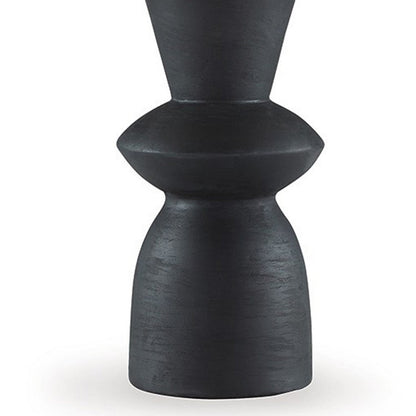 25 Inch Table Lamp Set of 2, Black Sculptural Solid Base, Drum Hardback