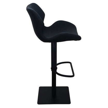 Barstool Chair, Adjustable 21-31 Inch Swivel Black Faux Leather Saddle Seat