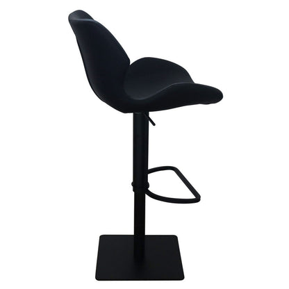 Barstool Chair, Adjustable 21-31 Inch Swivel Black Faux Leather Saddle Seat