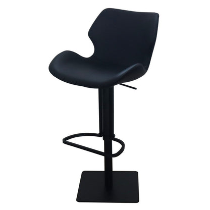 Barstool Chair, Adjustable 21-31 Inch Swivel Black Faux Leather Saddle Seat