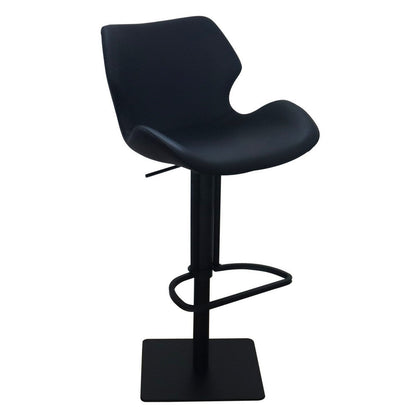 Barstool Chair, Adjustable 21-31 Inch Swivel Black Faux Leather Saddle Seat