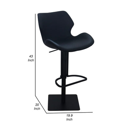 Barstool Chair, Adjustable 21-31 Inch Swivel Black Faux Leather Saddle Seat