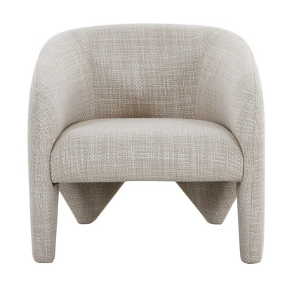 30 Inch Accent Chair, Polyester Blend Upholstery, Curved Design, Beige