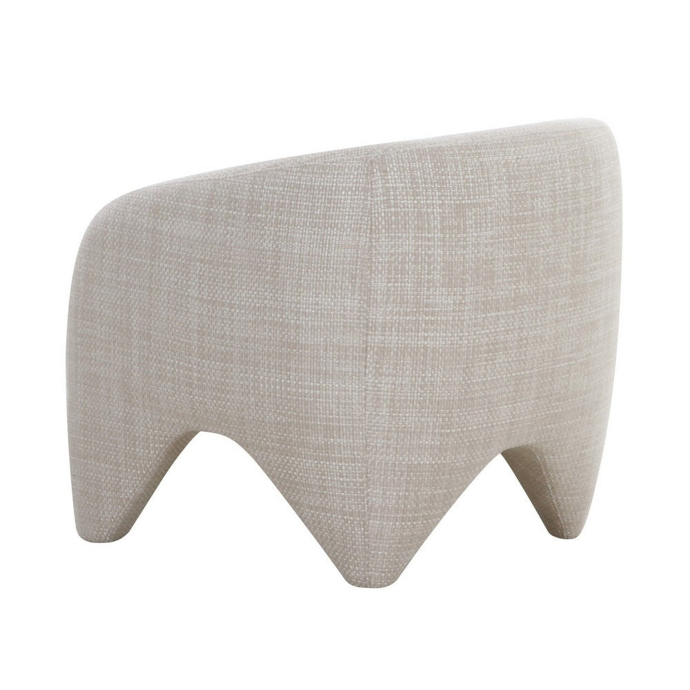 30 Inch Accent Chair, Polyester Blend Upholstery, Curved Design, Beige