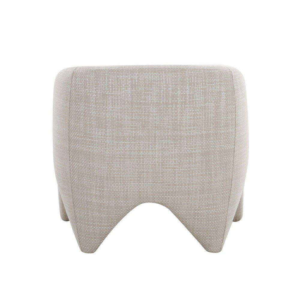 30 Inch Accent Chair, Polyester Blend Upholstery, Curved Design, Beige