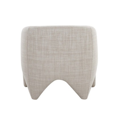 30 Inch Accent Chair, Polyester Blend Upholstery, Curved Design, Beige