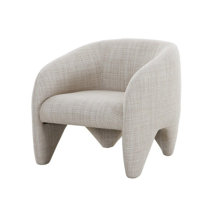 30 Inch Accent Chair, Polyester Blend Upholstery, Curved Design, Beige