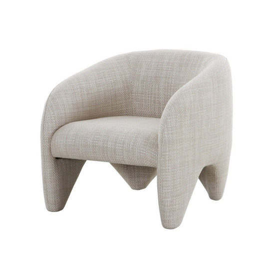 30 Inch Accent Chair, Polyester Blend Upholstery, Curved Design, Beige