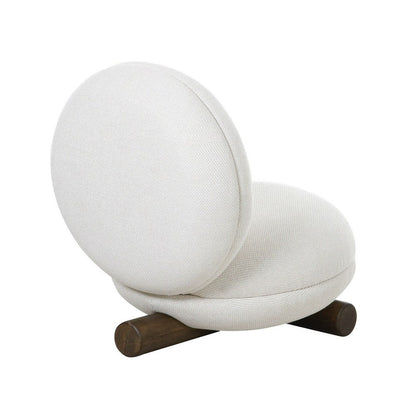 28 Inch Accent Chair, Off White Polyester, Modern Low Round Seat and Back
