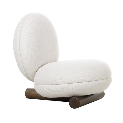28 Inch Accent Chair, Off White Polyester, Modern Low Round Seat and Back