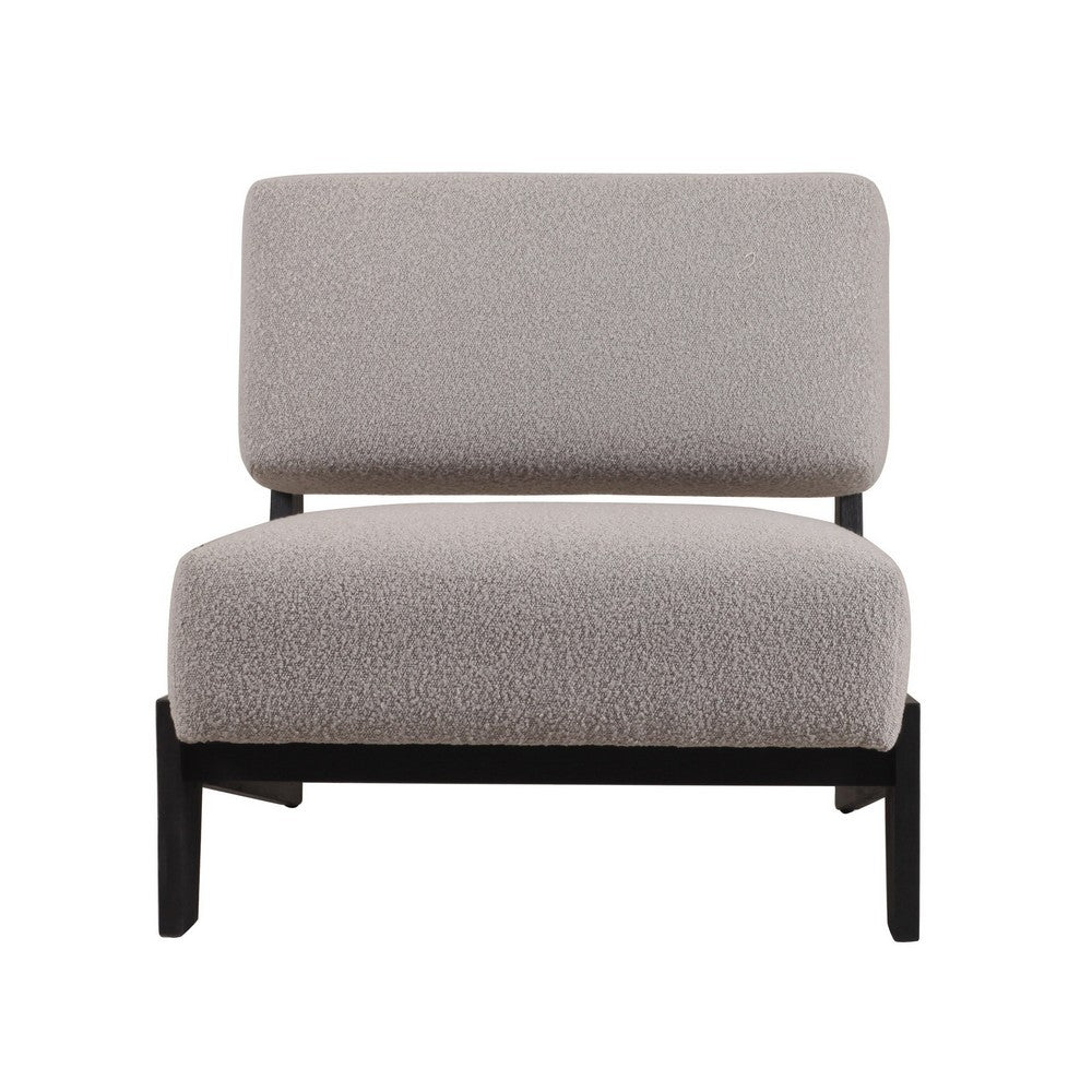 Cid Joy 30 Inch Accent Chair, Low Profile, Light Gray Velvet, Wood Frame