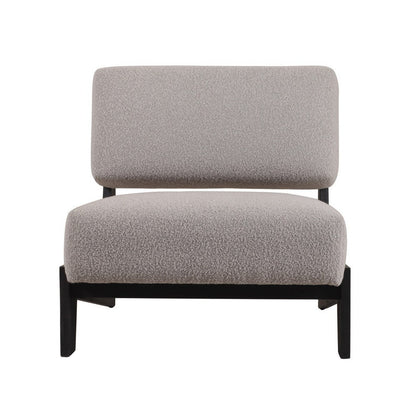 Cid Joy 30 Inch Accent Chair, Low Profile, Light Gray Velvet, Wood Frame