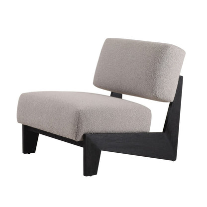 Cid Joy 30 Inch Accent Chair, Low Profile, Light Gray Velvet, Wood Frame