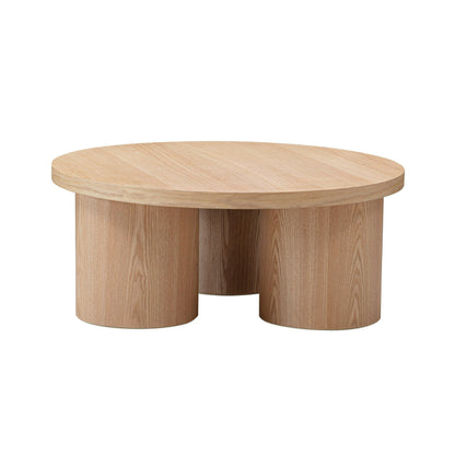 Cid Smith 36 Inch Coffee Table, Round Top and Legs, Solid Oak Wood, Natural