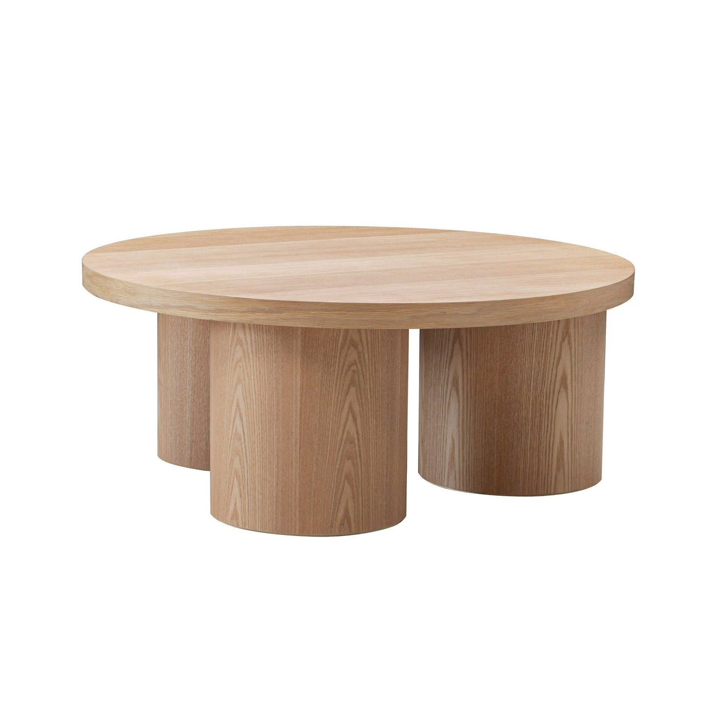 Cid Smith 36 Inch Coffee Table, Round Top and Legs, Solid Oak Wood, Natural
