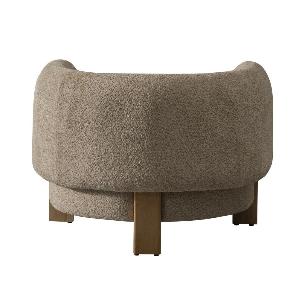 Reno Tira 38 Inch Accent Chair, Taupe Polyester, Foam Cushions, Solid Wood