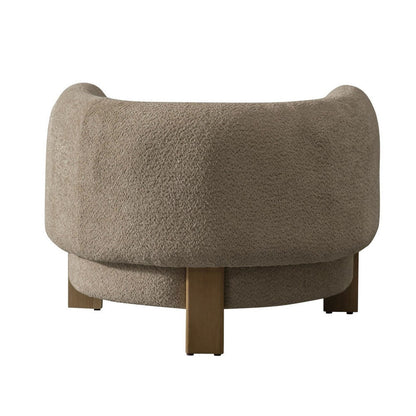 Reno Tira 38 Inch Accent Chair, Taupe Polyester, Foam Cushions, Solid Wood