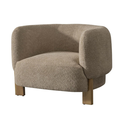 Reno Tira 38 Inch Accent Chair, Taupe Polyester, Foam Cushions, Solid Wood