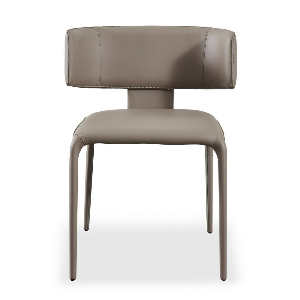 Cid Dell 21 Inch Dining Chair, Gray Faux Leather, Wingback, Metal Frame
