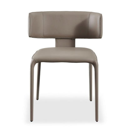 Cid Dell 21 Inch Dining Chair, Gray Faux Leather, Wingback, Metal Frame