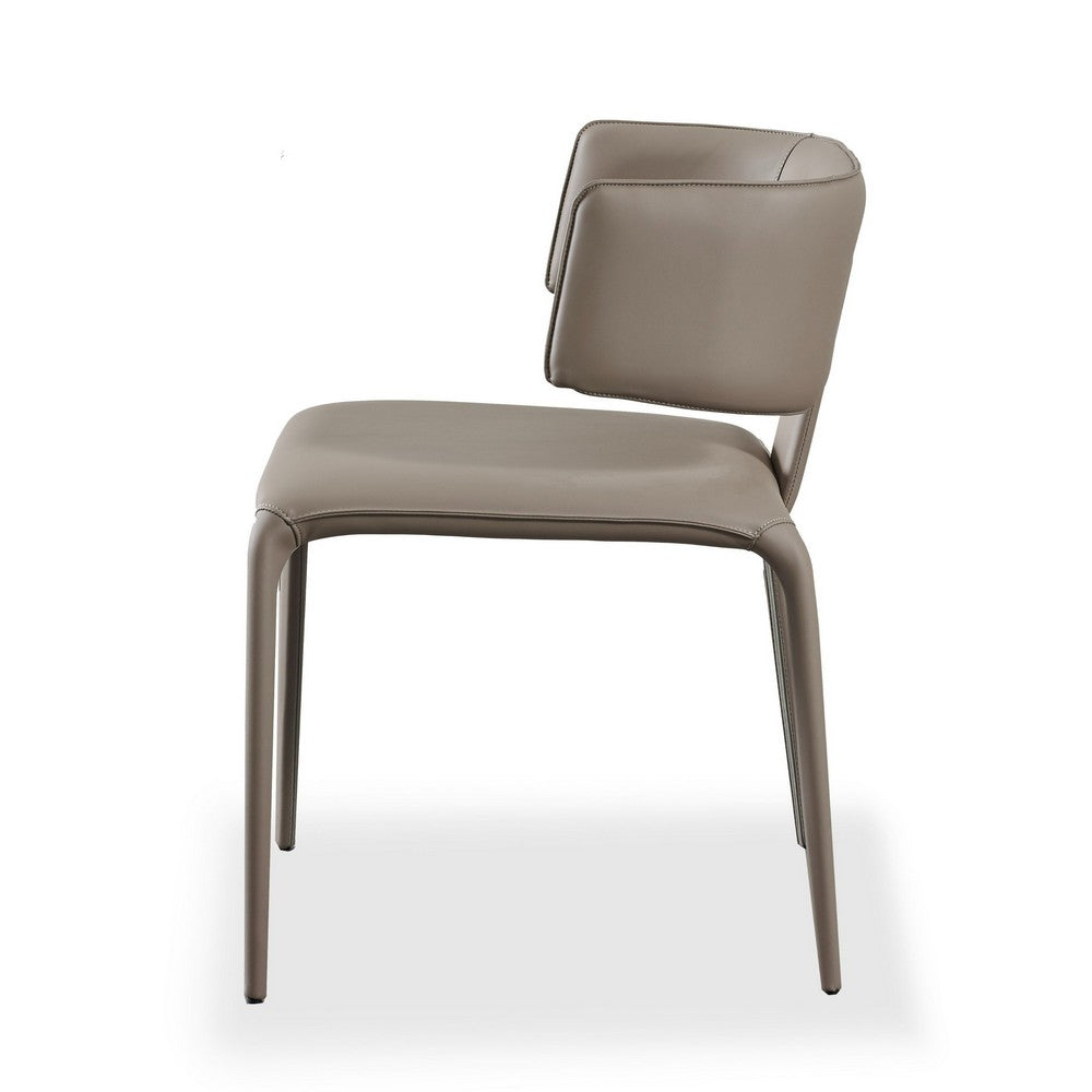 Cid Dell 21 Inch Dining Chair, Gray Faux Leather, Wingback, Metal Frame