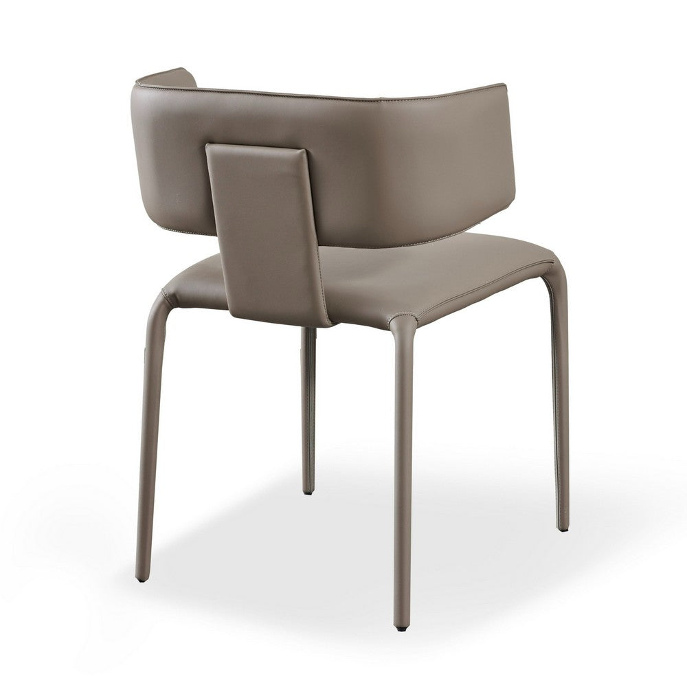 Cid Dell 21 Inch Dining Chair, Gray Faux Leather, Wingback, Metal Frame