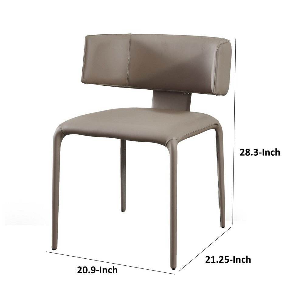 Cid Dell 21 Inch Dining Chair, Gray Faux Leather, Wingback, Metal Frame