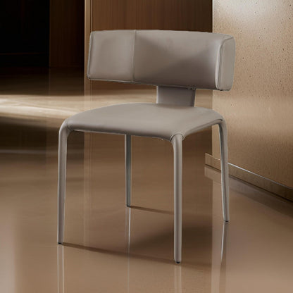 Cid Dell 21 Inch Dining Chair, Gray Faux Leather, Wingback, Metal Frame